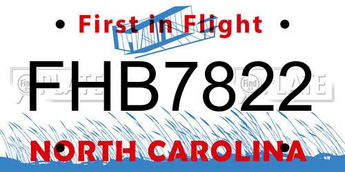 FHB7822 North Carolina License Plate