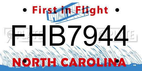 FHB7944 North Carolina License Plate