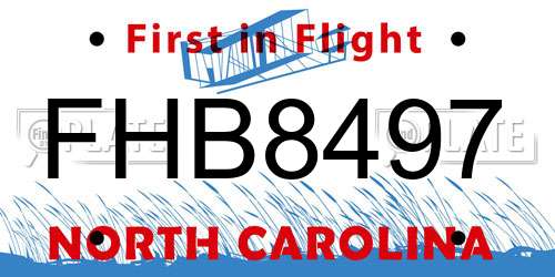 FHB8497 North Carolina License Plate