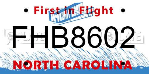 FHB8602 North Carolina License Plate
