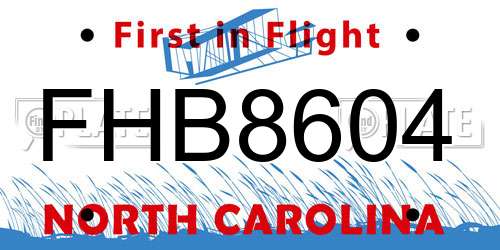 FHB8604 North Carolina License Plate