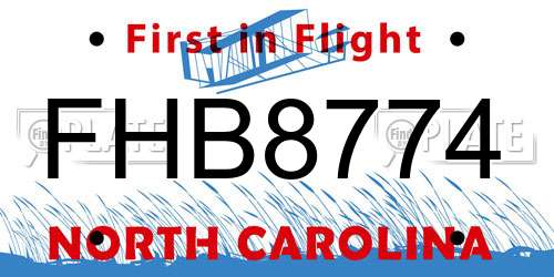 FHB8774 North Carolina License Plate