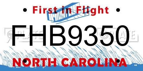 FHB9350 North Carolina License Plate
