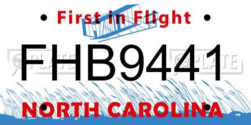 FHB9441 North Carolina License Plate