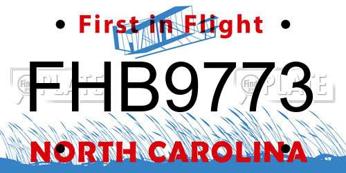 FHB9773 North Carolina License Plate