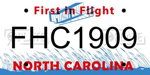 FHC1909 North Carolina License Plate
