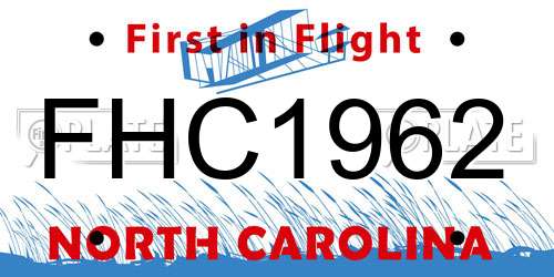 FHC1962 North Carolina License Plate