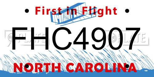 FHC4907 North Carolina License Plate