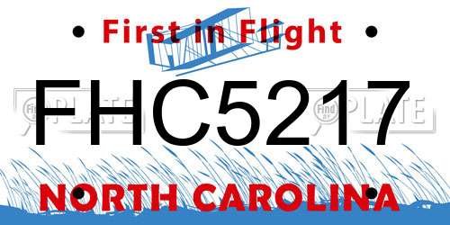 FHC5217 North Carolina License Plate