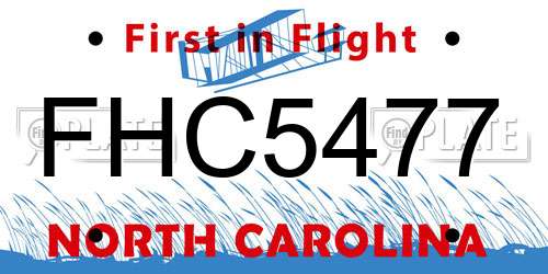 FHC5477 North Carolina License Plate