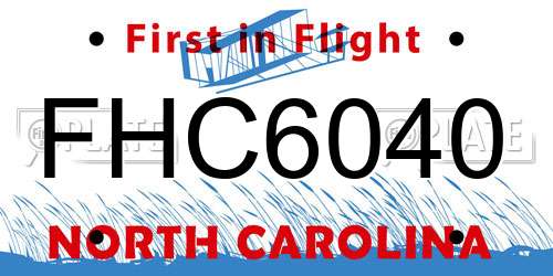 FHC6040 North Carolina License Plate