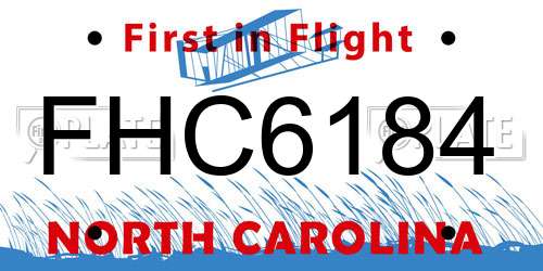 FHC6184 North Carolina License Plate