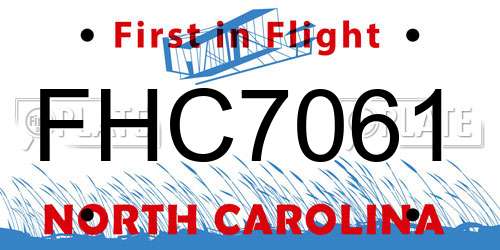 FHC7061 North Carolina License Plate