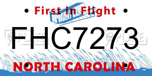 FHC7273 North Carolina License Plate