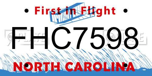 FHC7598 North Carolina License Plate