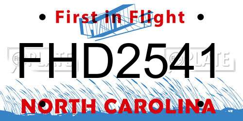 FHD2541 North Carolina License Plate