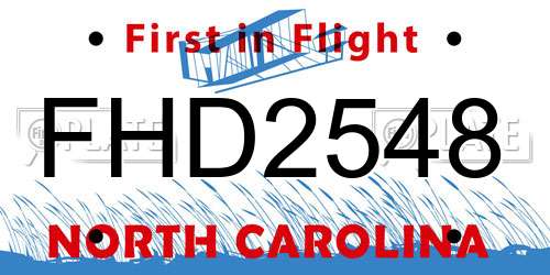 FHD2548 North Carolina License Plate