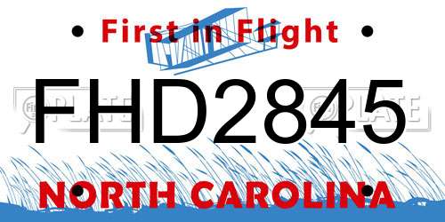 FHD2845 North Carolina License Plate