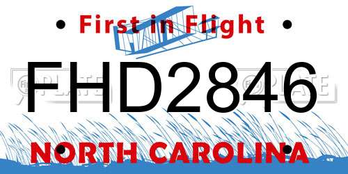 FHD2846 North Carolina License Plate