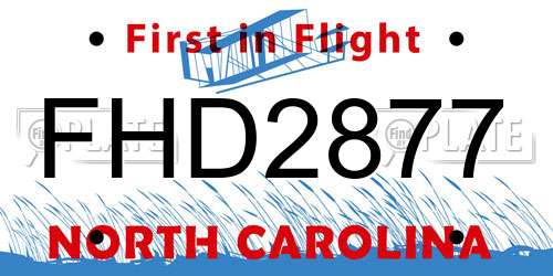 FHD2877 North Carolina License Plate