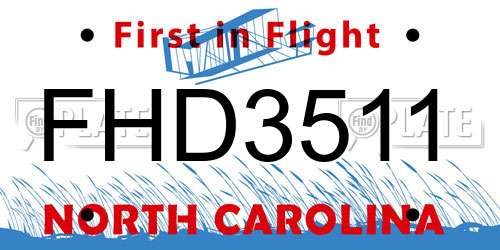 FHD3511 North Carolina License Plate