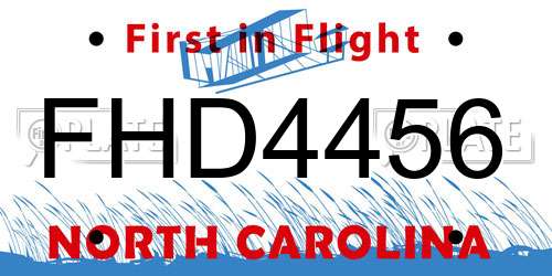 FHD4456 North Carolina License Plate