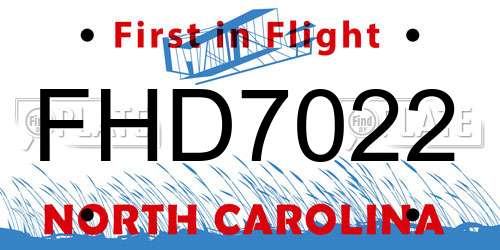 FHD7022 North Carolina License Plate