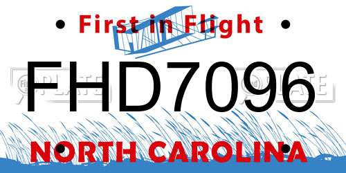FHD7096 North Carolina License Plate