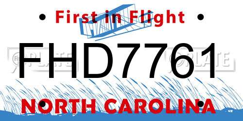 FHD7761 North Carolina License Plate