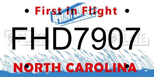 FHD7907 North Carolina License Plate