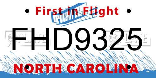 FHD9325 North Carolina License Plate