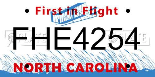 FHE4254 North Carolina License Plate
