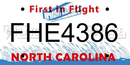 FHE4386 North Carolina License Plate