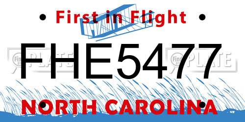 FHE5477 North Carolina License Plate