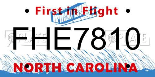 FHE7810 North Carolina License Plate