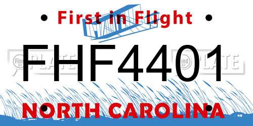 FHF4401 North Carolina License Plate