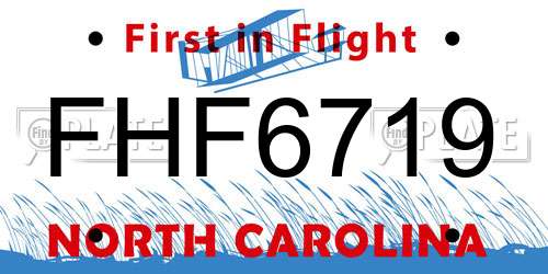 FHF6719 North Carolina License Plate
