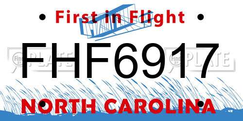 FHF6917 North Carolina License Plate