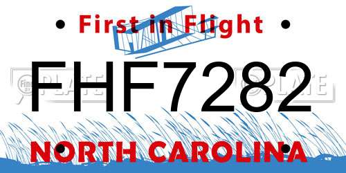 FHF7282 North Carolina License Plate