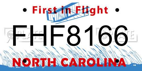 FHF8166 North Carolina License Plate