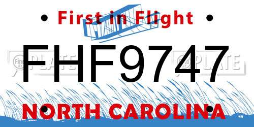 FHF9747 North Carolina License Plate