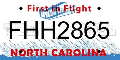 FHH2865 North Carolina License Plate