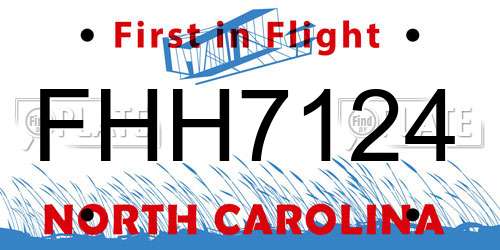FHH7124 North Carolina License Plate
