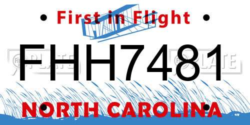 FHH7481 North Carolina License Plate