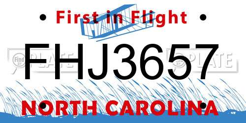 FHJ3657 North Carolina License Plate