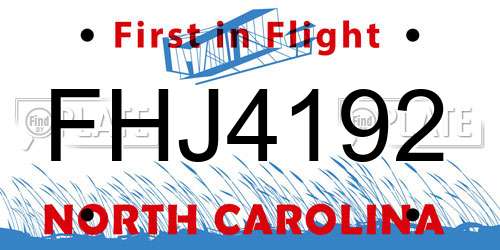 FHJ4192 North Carolina License Plate