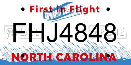 FHJ4848 North Carolina License Plate