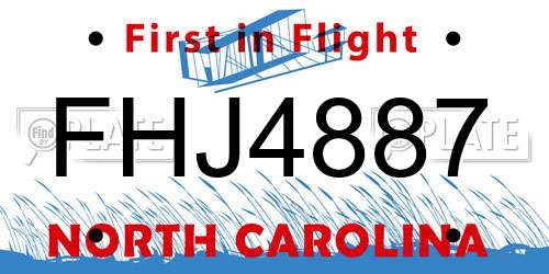 FHJ4887 North Carolina License Plate