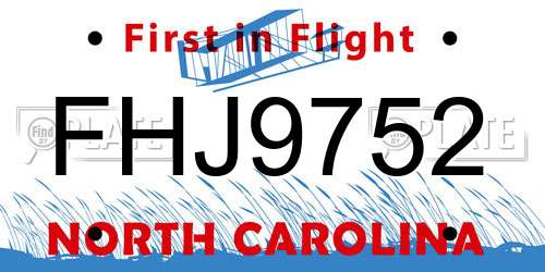 FHJ9752 North Carolina License Plate