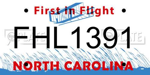 FHL1391 North Carolina License Plate
